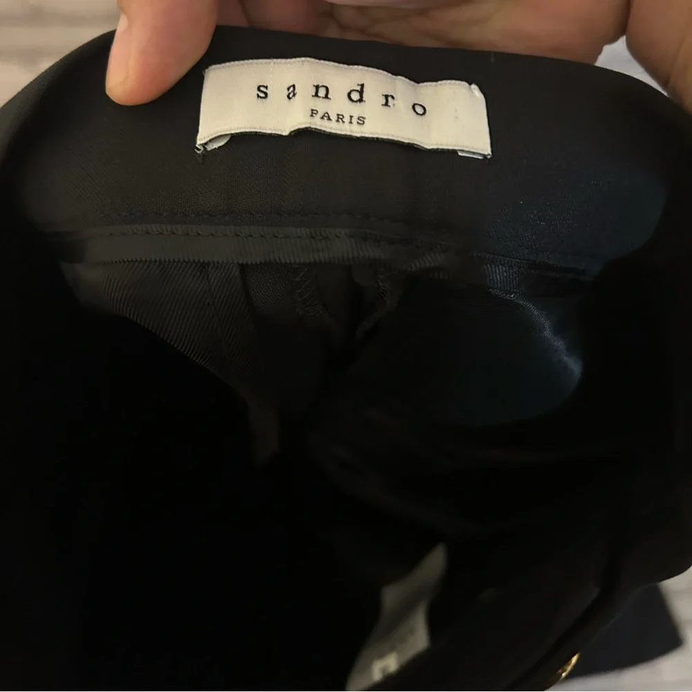 Sandro Black Boot Cut Flare Pants with Smooth Texture - Picture 3 of 4